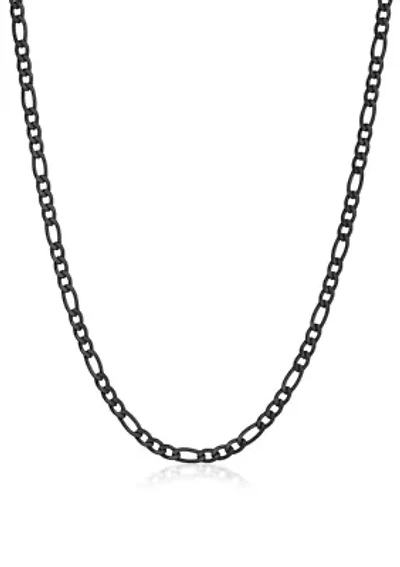 Stainless Steel 4MM Figaro Chain Necklace with Black Ion Plating, 22" Length