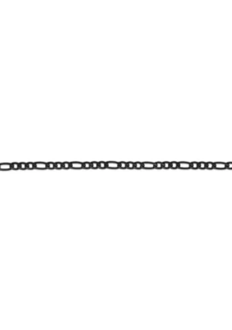 Stainless Steel 4MM Figaro Chain Necklace with Black Ion Plating, 22" Length
