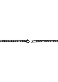 Stainless Steel 4MM Figaro Chain Necklace with Black Ion Plating, 22" Length