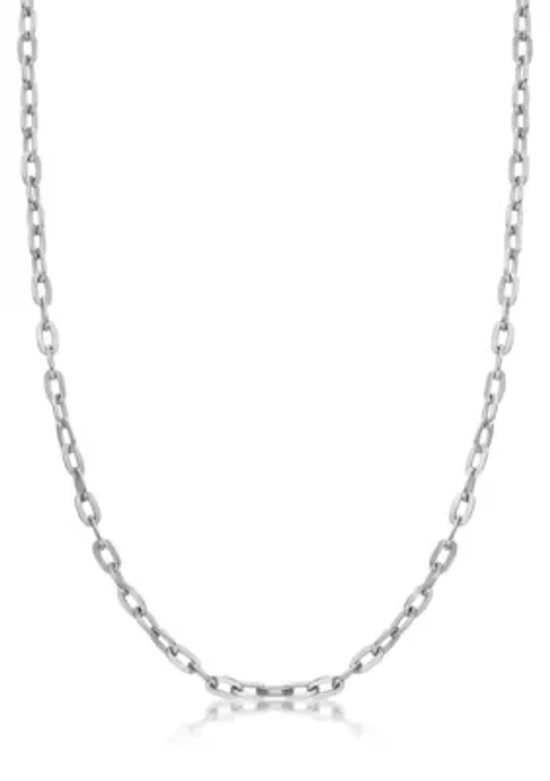 Stainless Steel 6MM Square Rolo Chain Necklace, 18" Length