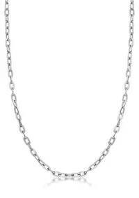 Stainless Steel 6MM Square Rolo Chain Necklace, 18" Length