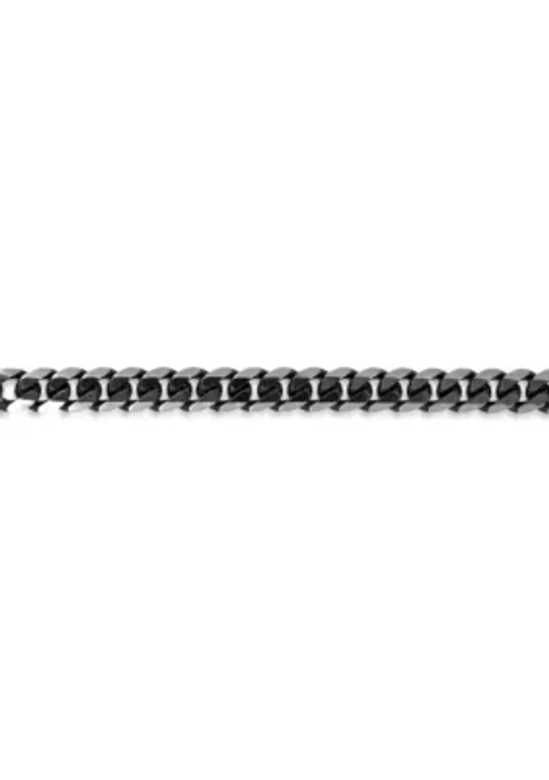 Stainless Steel 8MM Curb Chain Necklace with Black Ion Plating, 22" Length