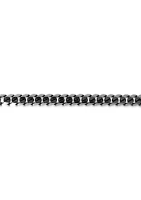 Stainless Steel 8MM Curb Chain Necklace with Black Ion Plating, 22" Length
