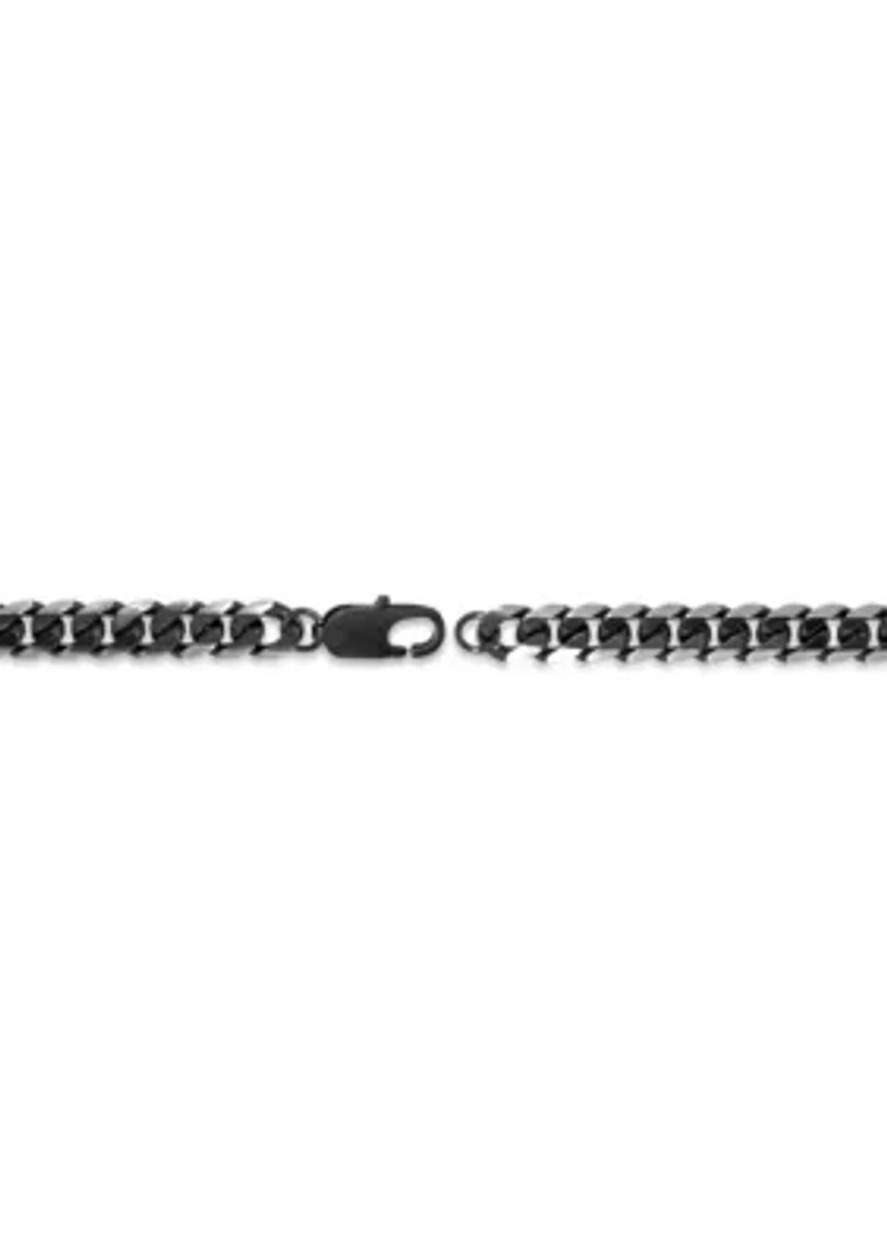 Stainless Steel 8MM Curb Chain Necklace with Black Ion Plating, 22" Length