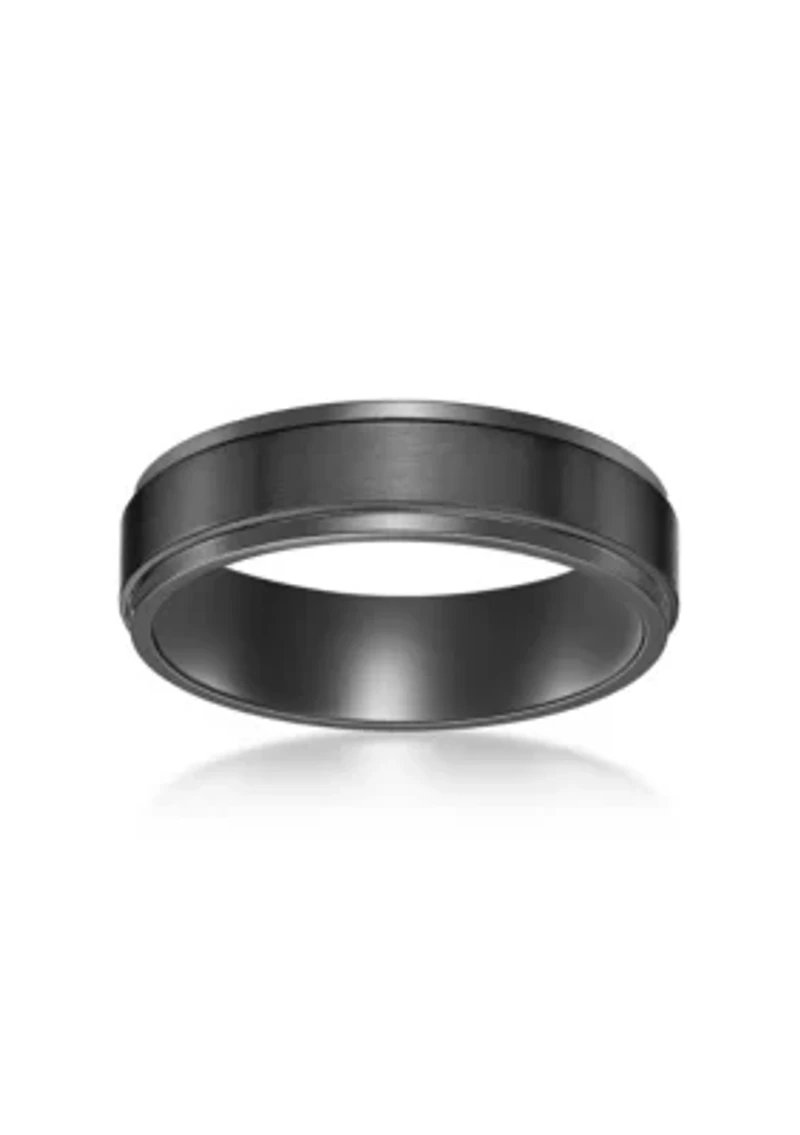 Black Zirconium Flat Edge Ring - 6 MM