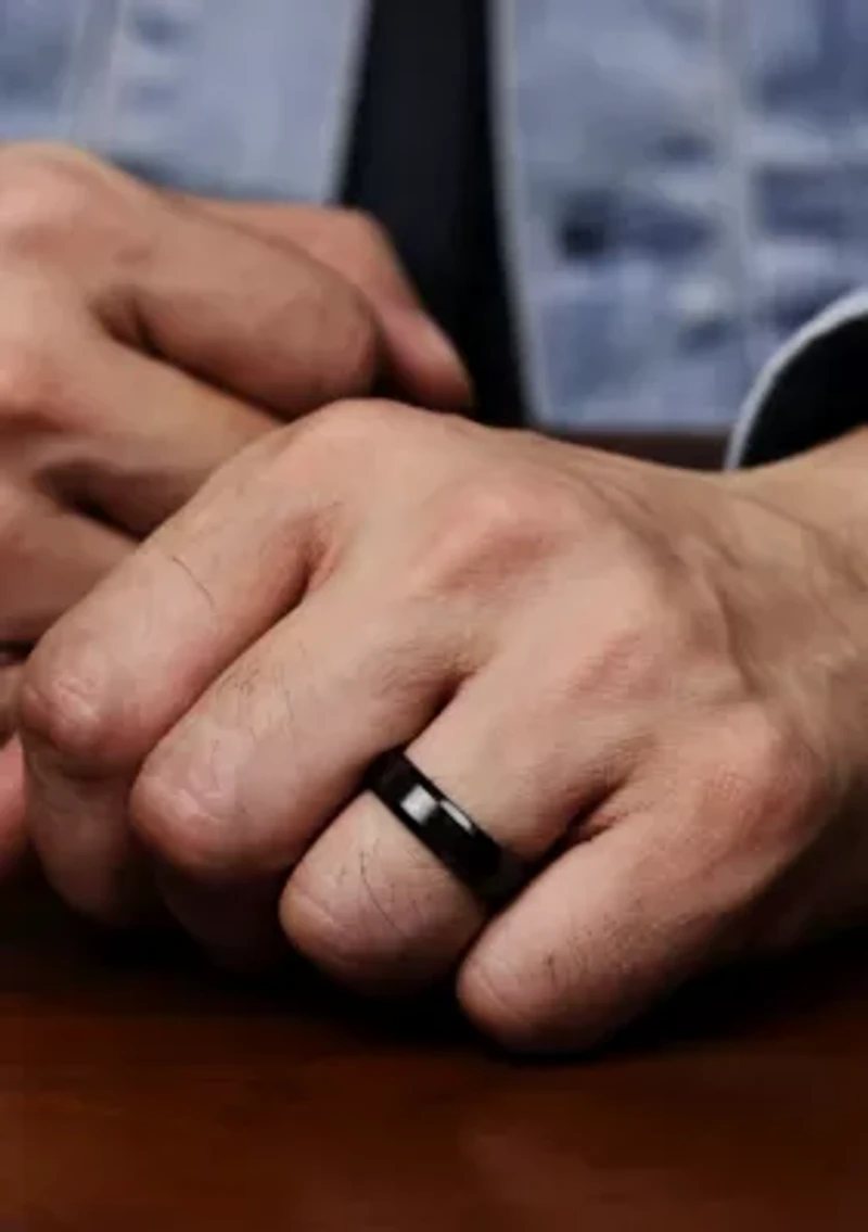 Black Zirconium Beveled Edge Ring - 6 MM