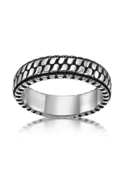 Antiqued Finish Stainless Steel Tire Ring - 6.5MM