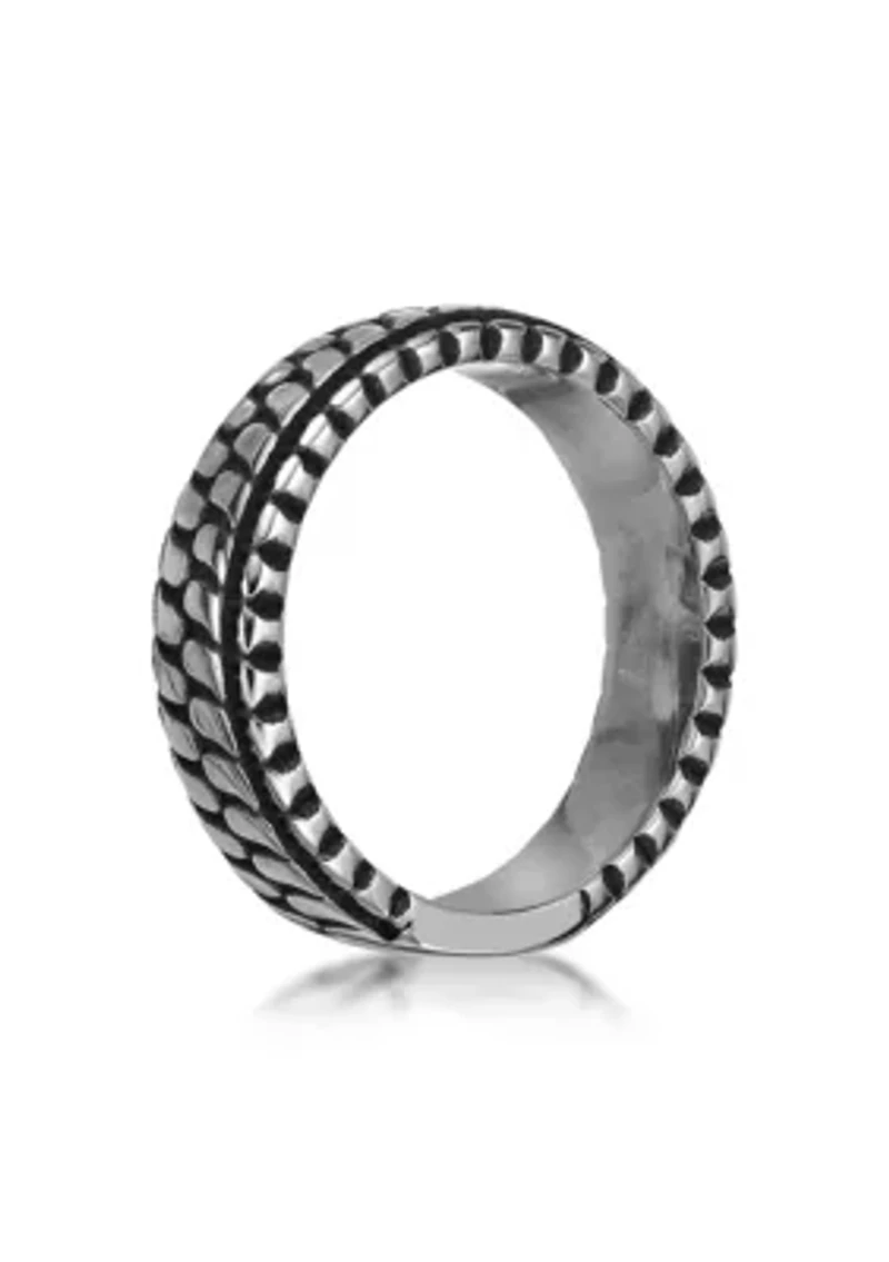 Antiqued Finish Stainless Steel Tire Ring - 6.5MM