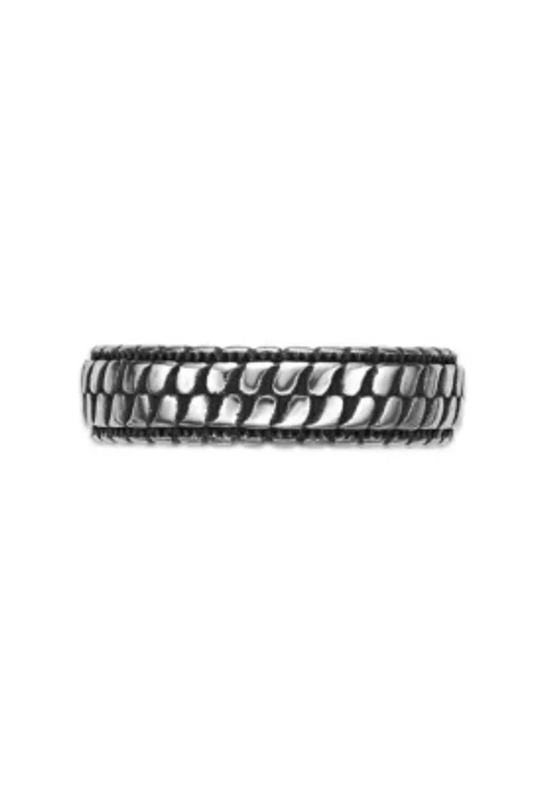 Antiqued Finish Stainless Steel Tire Ring - 6.5MM