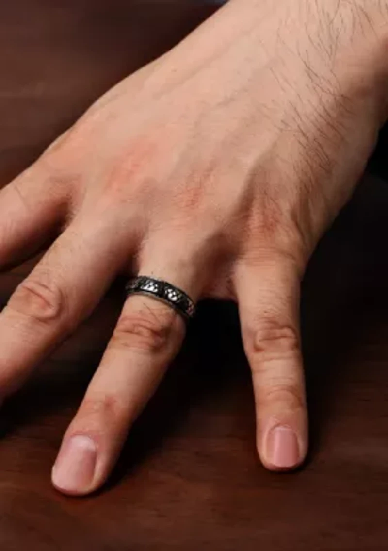 Antiqued Finish Stainless Steel Tire Ring - 6.5MM