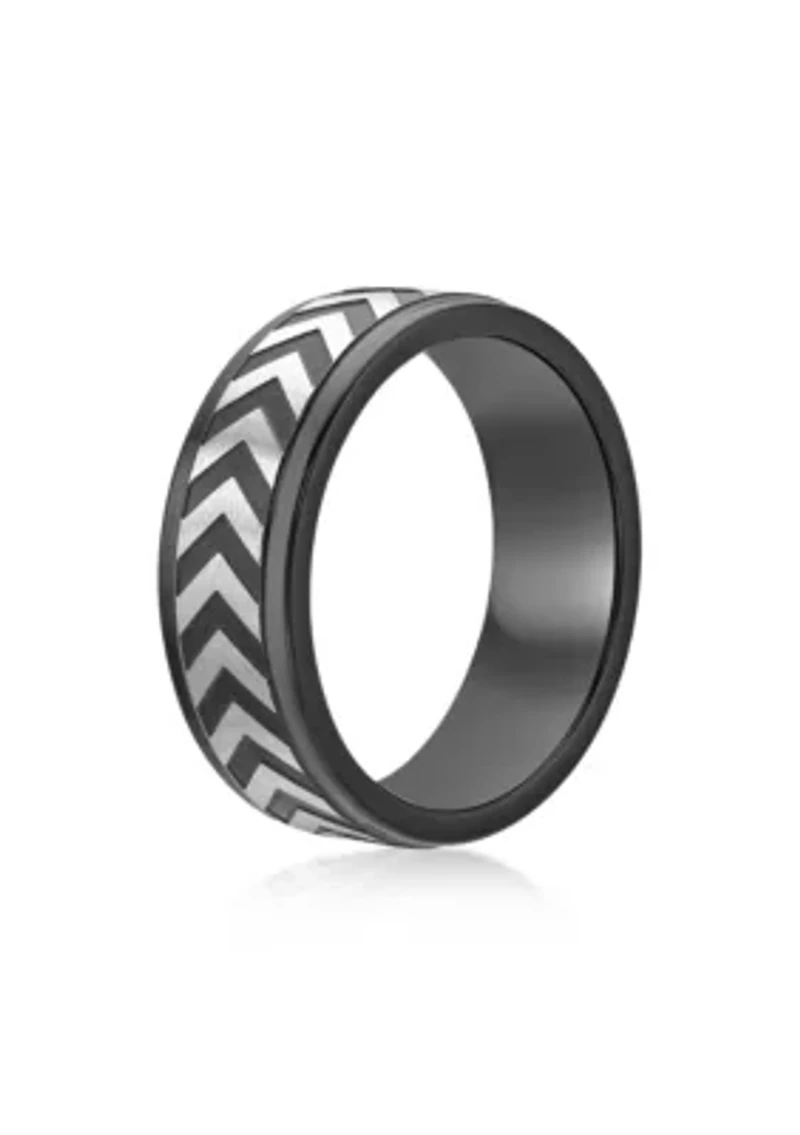 Stainless Steel Ring with Black Ion Plating - 8MM