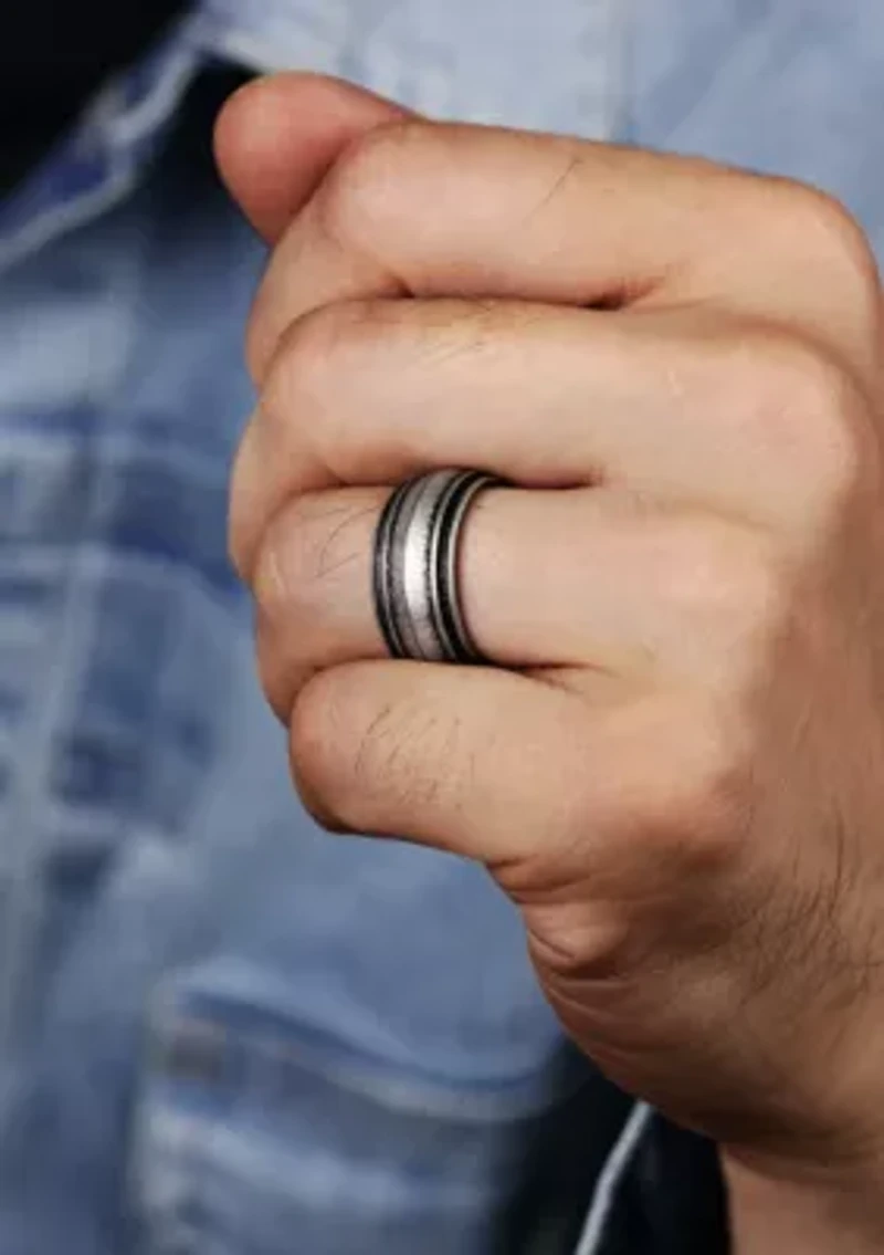 Antiqued Finish Stainless Steel Ring - 8MM