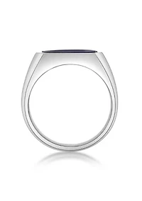 Stainless Steel and Sodalite Ring with Black Cz - 13.5MM