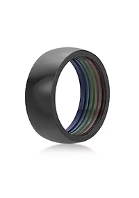 Stainless Steel Ring with Black Ion Plating and Rainbow Inlay - 8MM