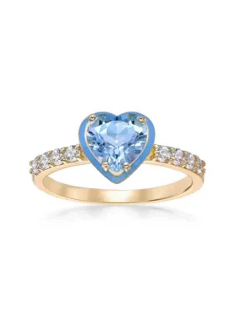 1 5/8 ct. t.w. Blue Topaz Ring Gold Plated Sterling Silver with Enamel