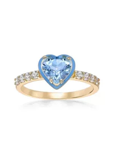 1 5/8 ct. t.w. Blue Topaz Ring Gold Plated Sterling Silver with Enamel