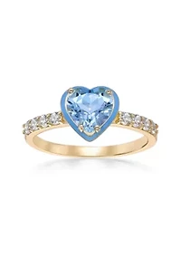 1 5/8 ct. t.w. Blue Topaz Ring Gold Plated Sterling Silver with Enamel