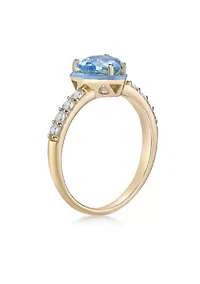 1 5/8 ct. t.w. Blue Topaz Ring Gold Plated Sterling Silver with Enamel