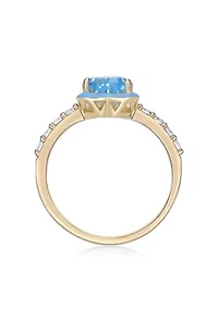 1 5/8 ct. t.w. Blue Topaz Ring Gold Plated Sterling Silver with Enamel