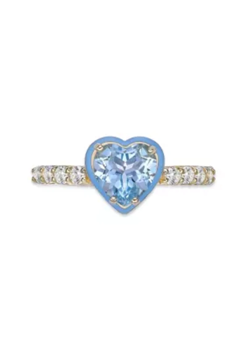 1 5/8 ct. t.w. Blue Topaz Ring Gold Plated Sterling Silver with Enamel