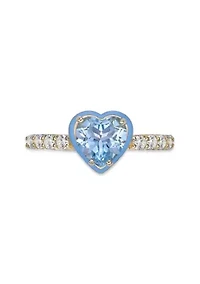 1 5/8 ct. t.w. Blue Topaz Ring Gold Plated Sterling Silver with Enamel