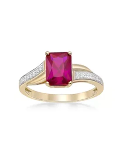 Lab Created 2 ct. t.w. Ruby and White Sapphire Ring Gold Plated Sterling Silver
