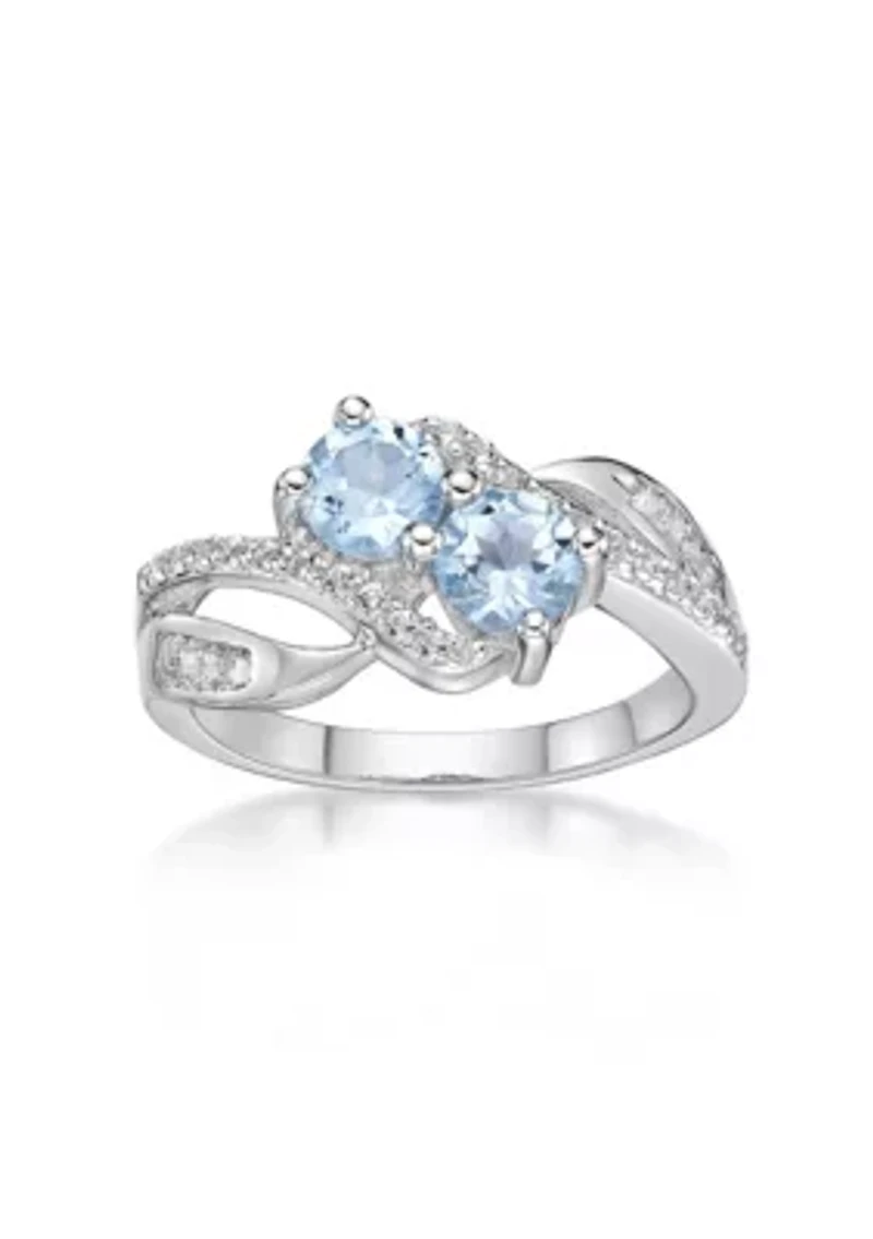 1 1/5 ct. t.w. Blue Topaz and White Ring Sterling Silver