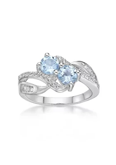 1 1/5 ct. t.w. Blue Topaz and White Ring Sterling Silver