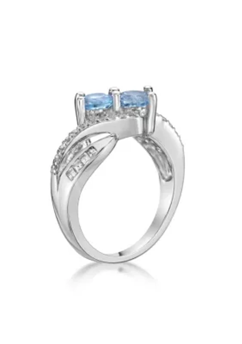 1 1/5 ct. t.w. Blue Topaz and White Ring Sterling Silver