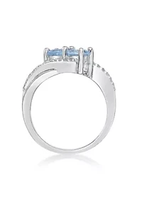 1 1/5 ct. t.w. Blue Topaz and White Ring Sterling Silver