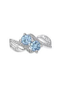 1 1/5 ct. t.w. Blue Topaz and White Ring Sterling Silver