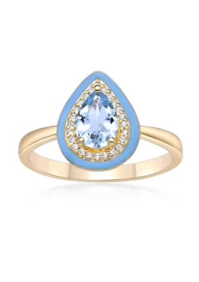 7/8 ct. t.w. Blue Topaz and Created White Sapphire Ring Gold Plated Sterling Silver