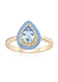 7/8 ct. t.w. Blue Topaz and Created White Sapphire Ring Gold Plated Sterling Silver