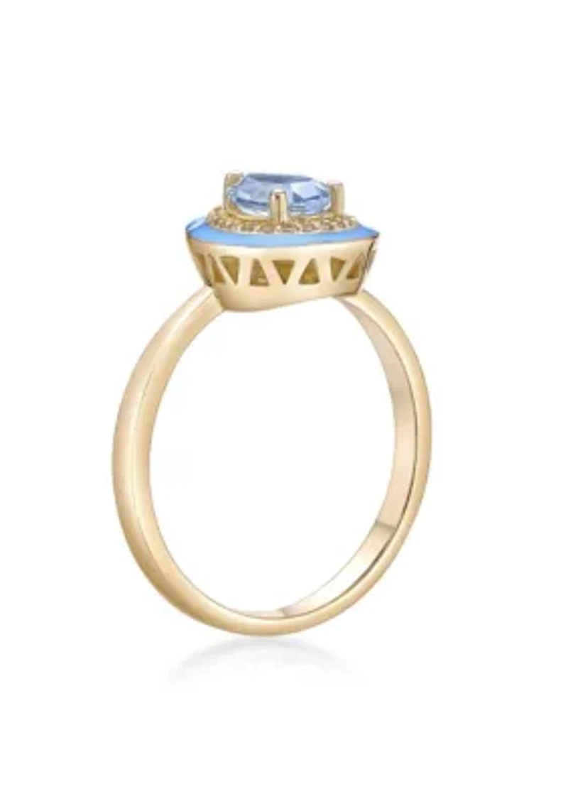 7/8 ct. t.w. Blue Topaz and Created White Sapphire Ring Gold Plated Sterling Silver