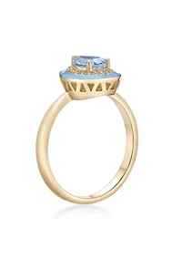 7/8 ct. t.w. Blue Topaz and Created White Sapphire Ring Gold Plated Sterling Silver