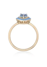 7/8 ct. t.w. Blue Topaz and Created White Sapphire Ring Gold Plated Sterling Silver