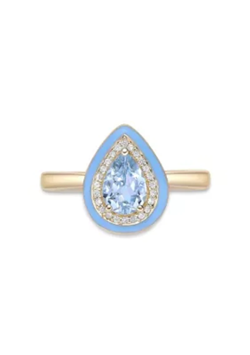7/8 ct. t.w. Blue Topaz and Created White Sapphire Ring Gold Plated Sterling Silver