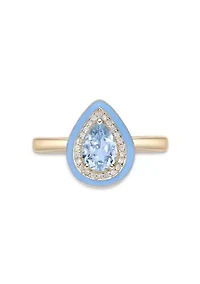 7/8 ct. t.w. Blue Topaz and Created White Sapphire Ring Gold Plated Sterling Silver