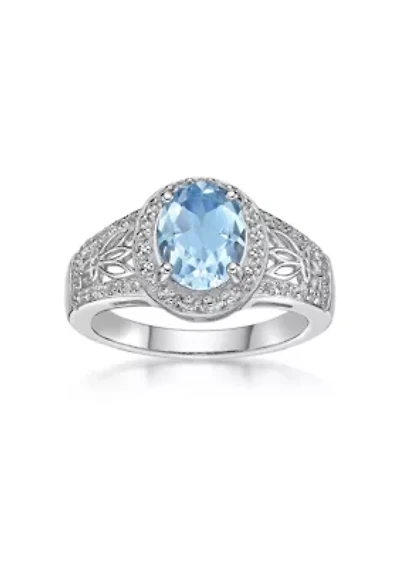 3 3/8 ct. t.w. Blue Topaz and White Ring Sterling Silver