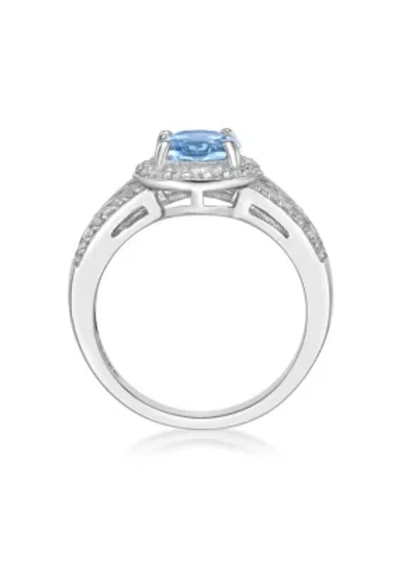 3 3/8 ct. t.w. Blue Topaz and White Ring Sterling Silver