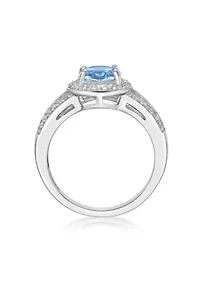 3 3/8 ct. t.w. Blue Topaz and White Ring Sterling Silver