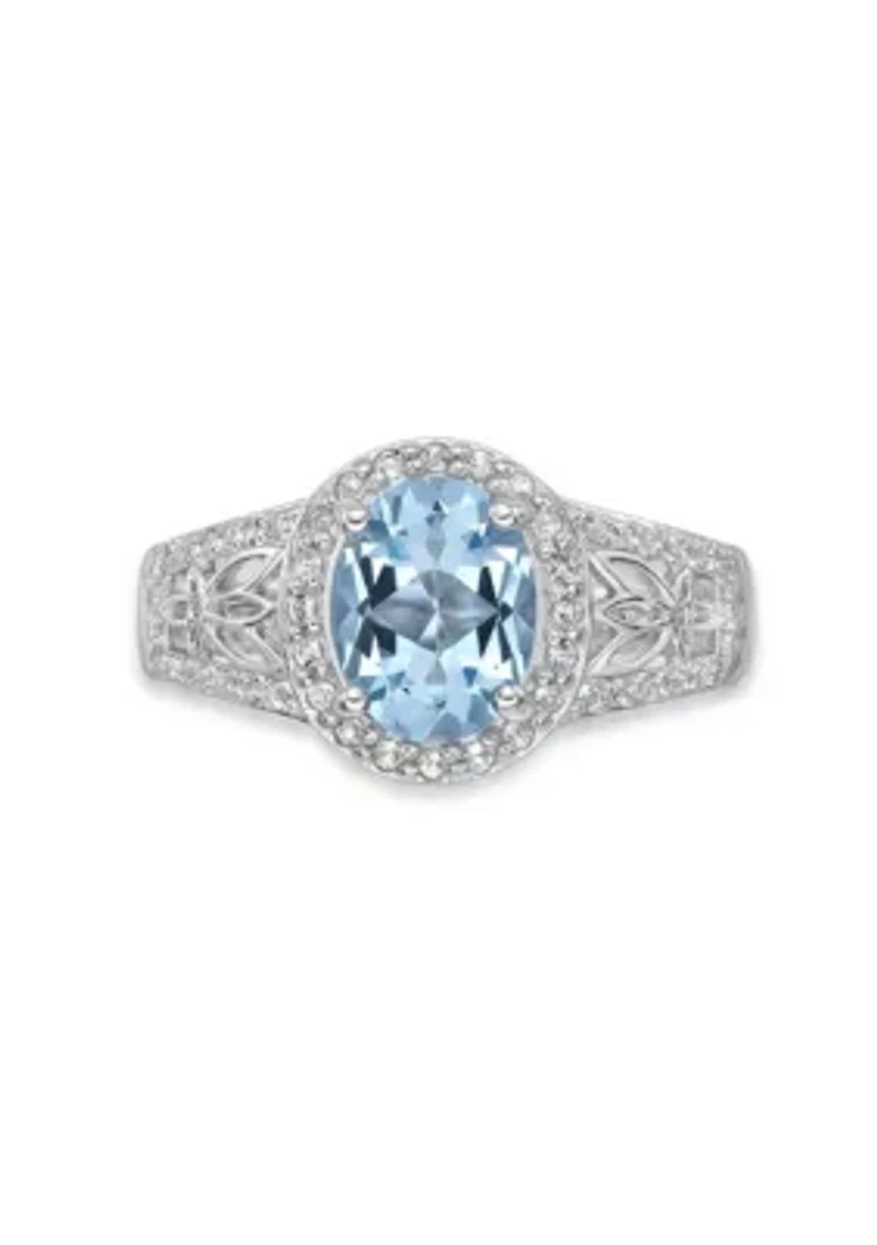 3 3/8 ct. t.w. Blue Topaz and White Ring Sterling Silver
