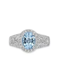 3 3/8 ct. t.w. Blue Topaz and White Ring Sterling Silver