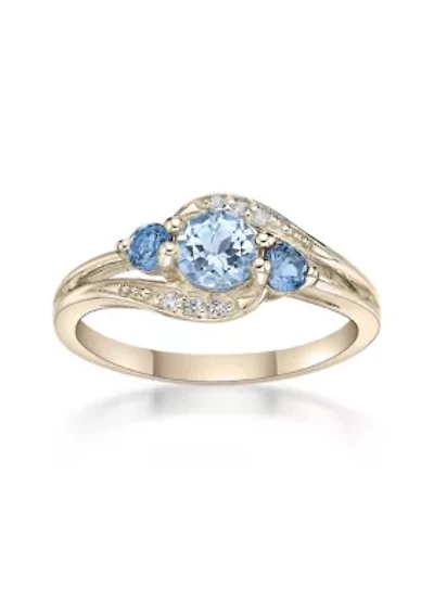 1 1/5 ct. t.w. Blue Topaz and White Ring Gold Plated Sterling Silver