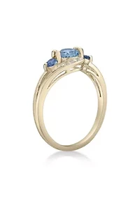 1 1/5 ct. t.w. Blue Topaz and White Ring Gold Plated Sterling Silver