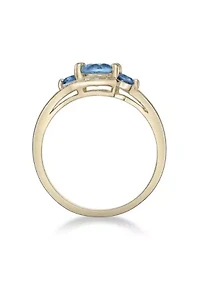 1 1/5 ct. t.w. Blue Topaz and White Ring Gold Plated Sterling Silver