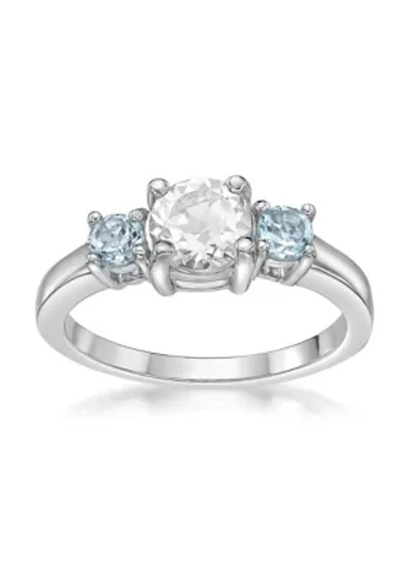 7/8 ct. t.w. White Topaz and Blue Ring Sterling Silver