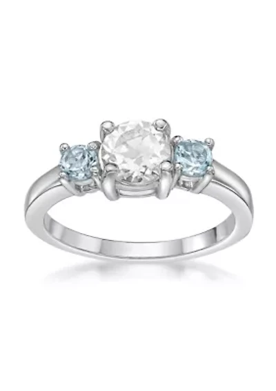 7/8 ct. t.w. White Topaz and Blue Ring Sterling Silver