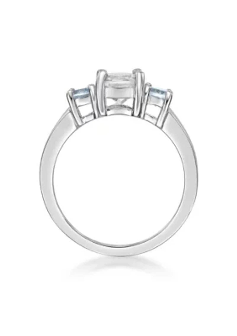 7/8 ct. t.w. White Topaz and Blue Ring Sterling Silver