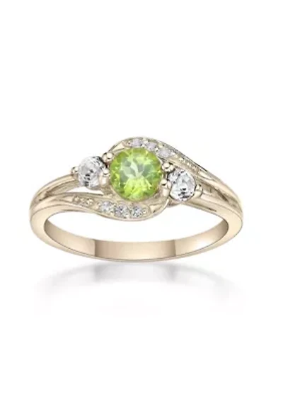 5/8 ct. t.w. Peridot and Created White Sapphire Ring Gold Plated Sterling Silver